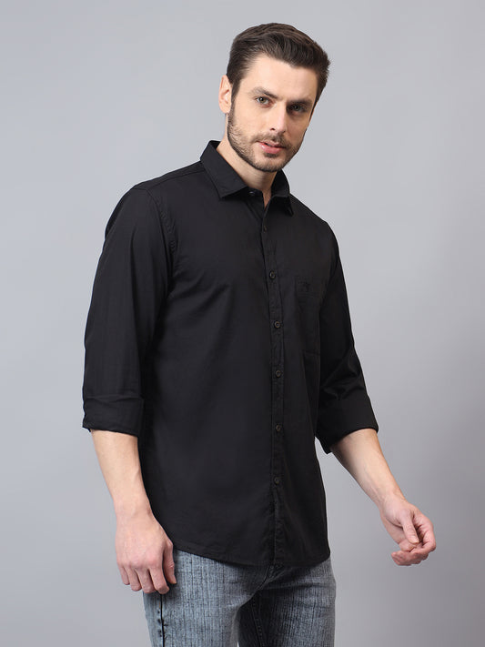 Men's Black Solid Slim Fit Full Sleeve Casual Shirt
