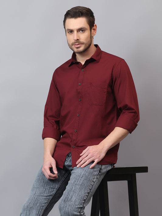 Casual Shirt for Men | Breathable & Soft with Color Fastness Regular Fit Spread Collar Neck Cotton Fabric Solid Pattern