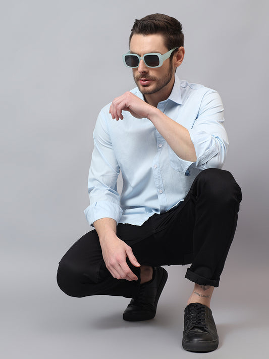 Casual Shirt for Men | Breathable & Soft with Color Fastness Regular Fit Spread Collar Neck Cotton Fabric Solid Pattern