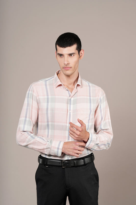 Casual Shirt for Men | Breathable & Soft with Color Fastness Regular Fit Spread Collar Neck Viscose Fabric Checkered Pattern