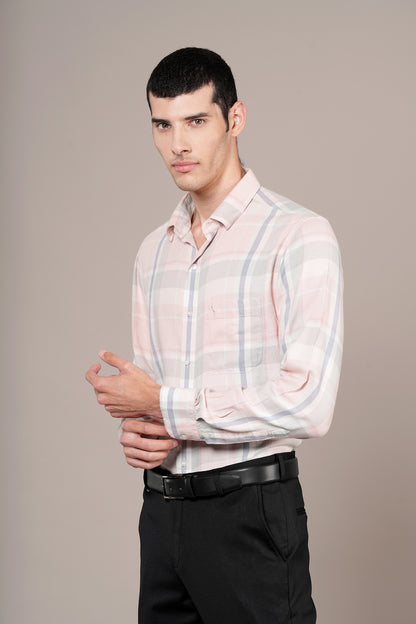 Casual Shirt for Men | Breathable & Soft with Color Fastness Regular Fit Spread Collar Neck Viscose Fabric Checkered Pattern