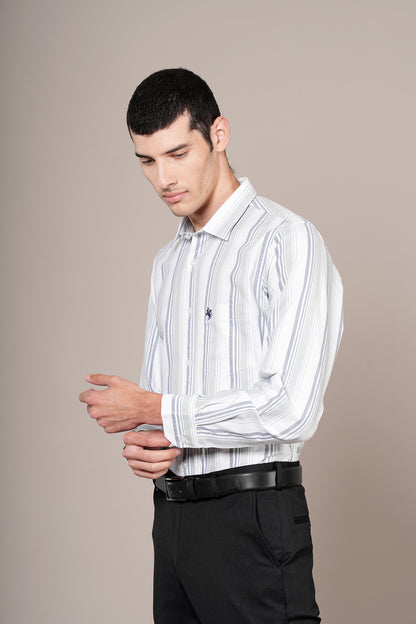 Casual Shirt for Men | Breathable & Soft with Color Fastness Regular Fit Spread Collar Neck Cotton Fabric Striped Pattern