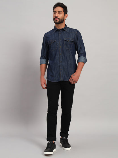 Casual Shirt for Men | Breathable & Soft with Color Fastness Regular Fit Spread Collar Neck Cotton Fabric Self Design Pattern