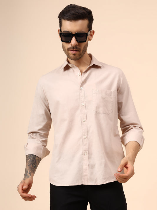 Casual Shirt for Men | Breathable & Soft with Color Fastness Regular Fit Spread Collar Neck Cotton Fabric Solid Pattern
