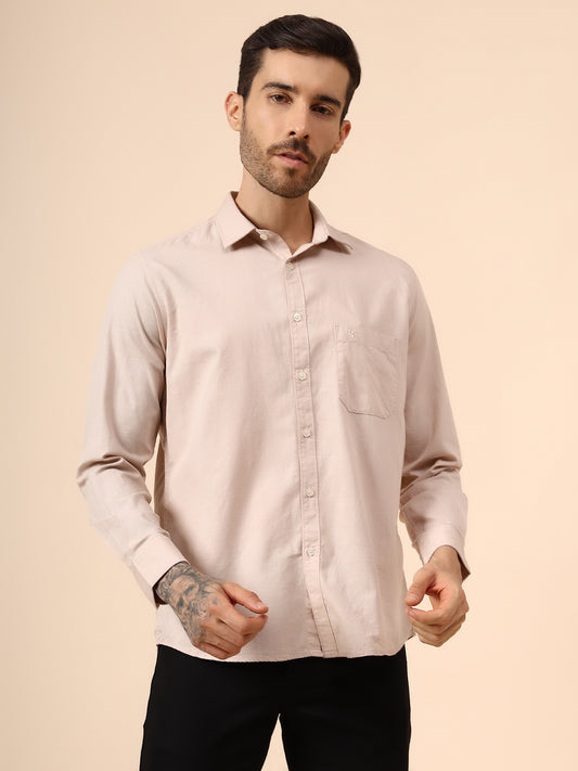 Casual Shirt for Men | Breathable & Soft with Color Fastness Regular Fit Spread Collar Neck Cotton Fabric Solid Pattern