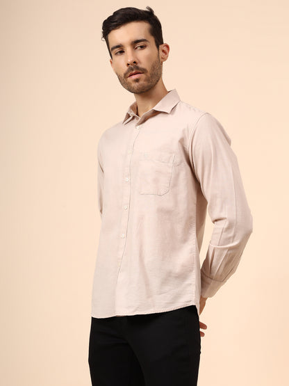 Casual Shirt for Men | Breathable & Soft with Color Fastness Regular Fit Spread Collar Neck Cotton Fabric Solid Pattern