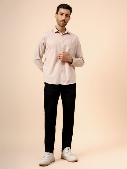Casual Shirt for Men | Breathable & Soft with Color Fastness Regular Fit Spread Collar Neck Cotton Fabric Solid Pattern