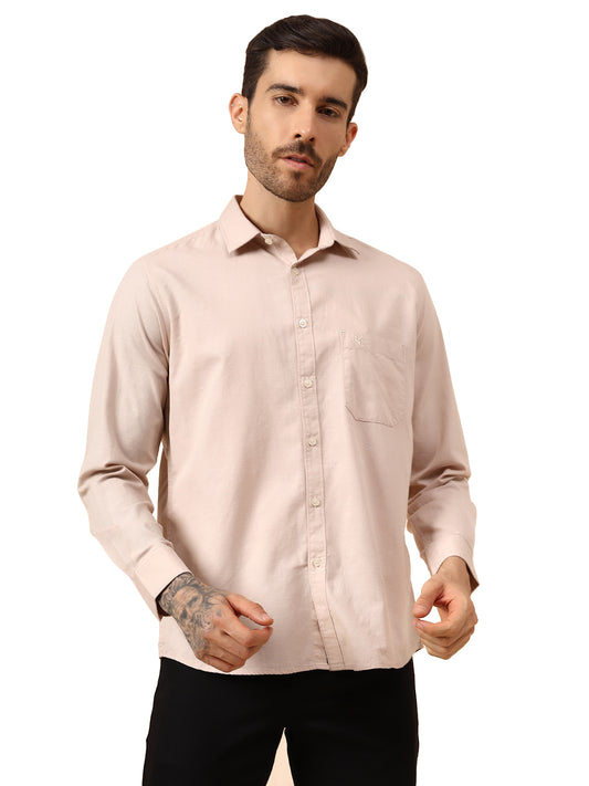 Casual Shirt for Men | Breathable & Soft with Color Fastness Regular Fit Spread Collar Neck Cotton Fabric Solid Pattern