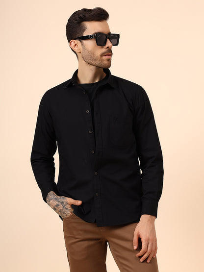 Casual Shirt for Men | Breathable & Soft with Color Fastness Regular Fit Spread Collar Neck Cotton Fabric Solid Pattern