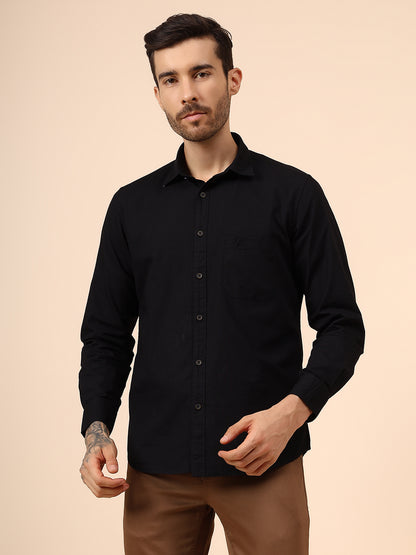 Casual Shirt for Men | Breathable & Soft with Color Fastness Regular Fit Spread Collar Neck Cotton Fabric Solid Pattern