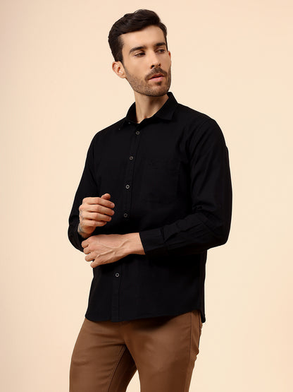 Casual Shirt for Men | Breathable & Soft with Color Fastness Regular Fit Spread Collar Neck Cotton Fabric Solid Pattern