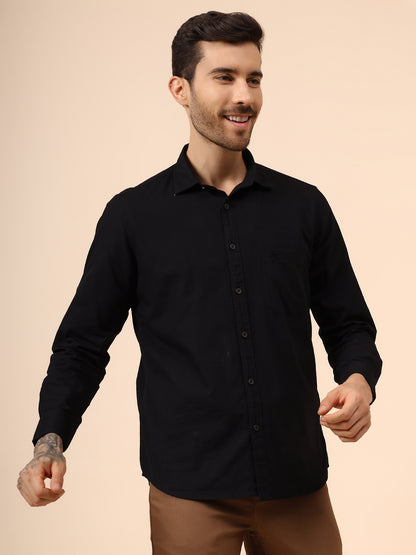 Casual Shirt for Men | Breathable & Soft with Color Fastness Regular Fit Spread Collar Neck Cotton Fabric Solid Pattern