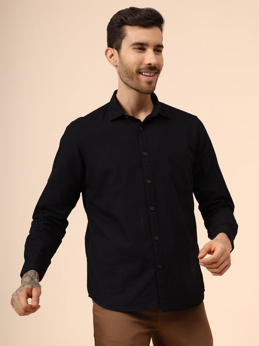 Casual Shirt for Men | Breathable & Soft with Color Fastness Regular Fit Spread Collar Neck Cotton Fabric Solid Pattern