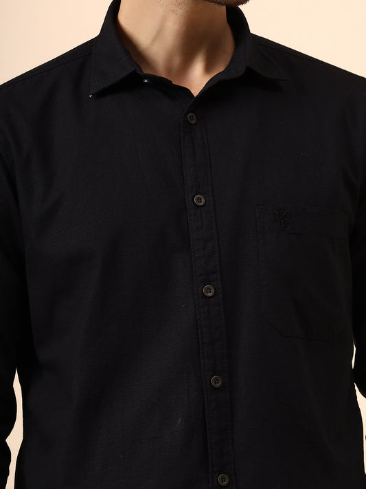 Casual Shirt for Men | Breathable & Soft with Color Fastness Regular Fit Spread Collar Neck Cotton Fabric Solid Pattern