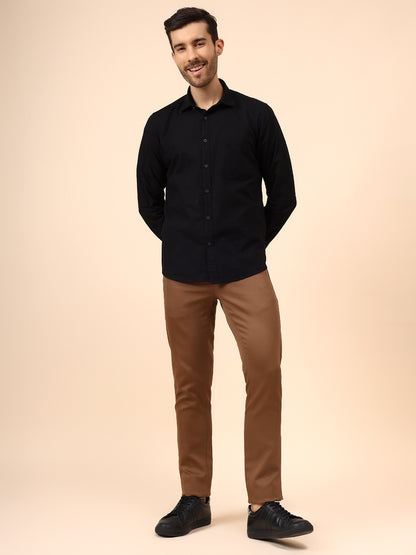 Casual Shirt for Men | Breathable & Soft with Color Fastness Regular Fit Spread Collar Neck Cotton Fabric Solid Pattern