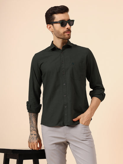 Casual Shirt for Men | Breathable & Soft with Color Fastness Regular Fit Spread Collar Neck Cotton Fabric Solid Pattern