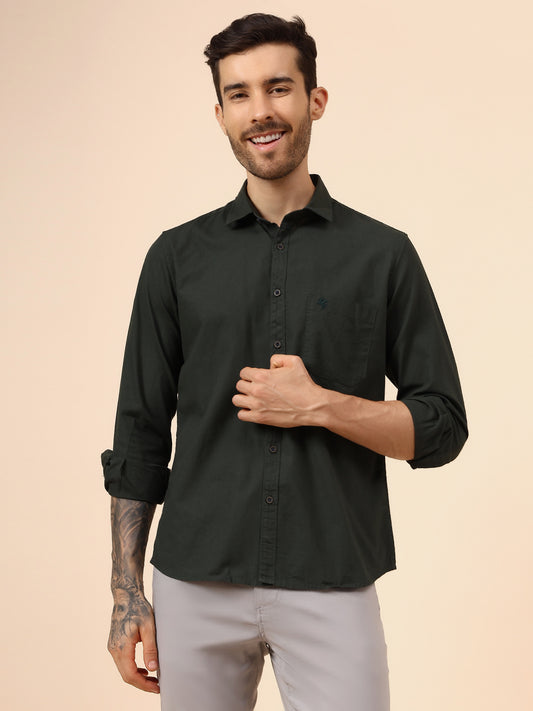 Casual Shirt for Men | Breathable & Soft with Color Fastness Regular Fit Spread Collar Neck Cotton Fabric Solid Pattern