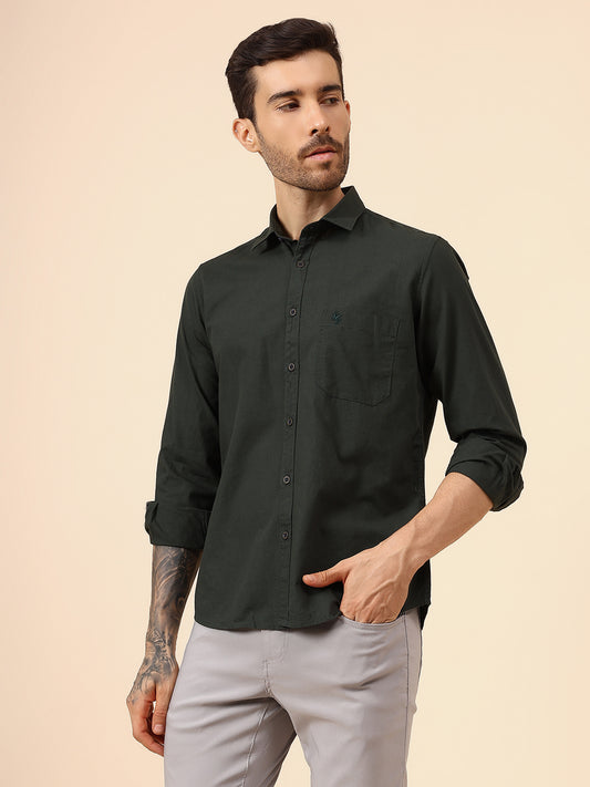 Casual Shirt for Men | Breathable & Soft with Color Fastness Regular Fit Spread Collar Neck Cotton Fabric Solid Pattern