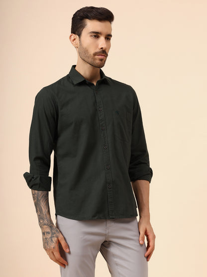 Casual Shirt for Men | Breathable & Soft with Color Fastness Regular Fit Spread Collar Neck Cotton Fabric Solid Pattern