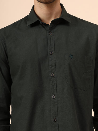 Casual Shirt for Men | Breathable & Soft with Color Fastness Regular Fit Spread Collar Neck Cotton Fabric Solid Pattern