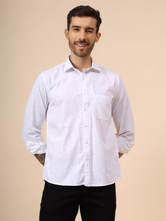 Casual Shirt for Men | Breathable & Soft with Color Fastness Regular Fit Spread Collar Neck Cotton Fabric Solid Pattern