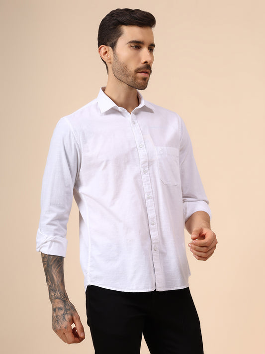 Casual Shirt for Men | Breathable & Soft with Color Fastness Regular Fit Spread Collar Neck Cotton Fabric Solid Pattern