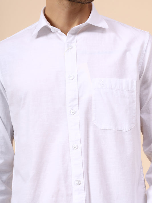 Casual Shirt for Men | Breathable & Soft with Color Fastness Regular Fit Spread Collar Neck Cotton Fabric Solid Pattern
