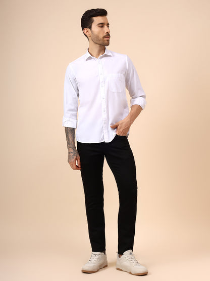 Casual Shirt for Men | Breathable & Soft with Color Fastness Regular Fit Spread Collar Neck Cotton Fabric Solid Pattern
