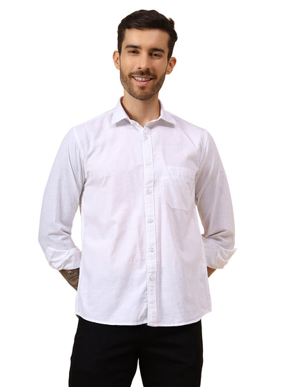 Casual Shirt for Men | Breathable & Soft with Color Fastness Regular Fit Spread Collar Neck Cotton Fabric Solid Pattern