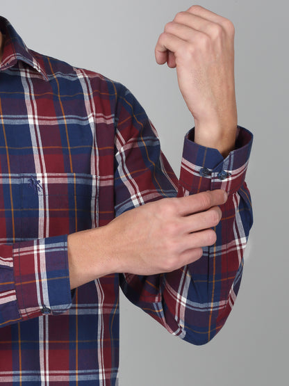 Casual Shirt for Men | Breathable & Soft with Color Fastness Regular Fit Spread Collar Neck Cotton Fabric Checkered Pattern