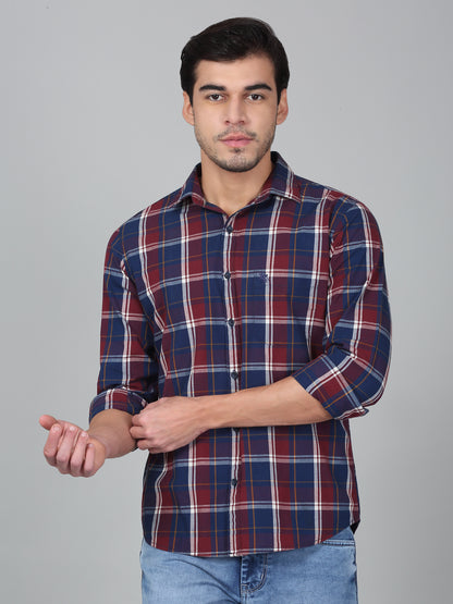 Casual Shirt for Men | Breathable & Soft with Color Fastness Regular Fit Spread Collar Neck Cotton Fabric Checkered Pattern