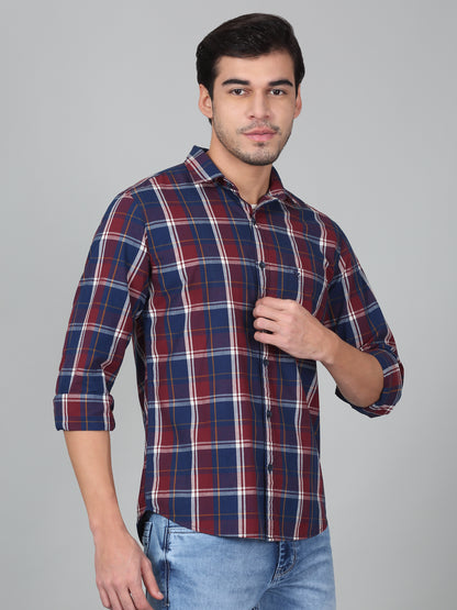 Casual Shirt for Men | Breathable & Soft with Color Fastness Regular Fit Spread Collar Neck Cotton Fabric Checkered Pattern