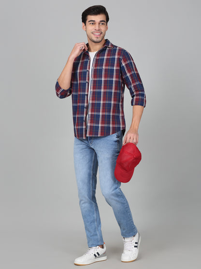 Casual Shirt for Men | Breathable & Soft with Color Fastness Regular Fit Spread Collar Neck Cotton Fabric Checkered Pattern