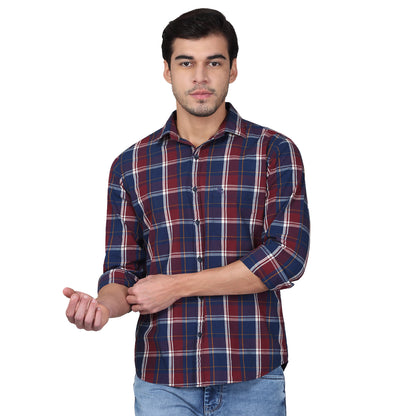 Casual Shirt for Men | Breathable & Soft with Color Fastness Regular Fit Spread Collar Neck Cotton Fabric Checkered Pattern