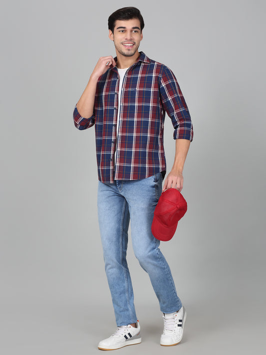 Casual Shirt for Men | Breathable & Soft with Color Fastness Regular Fit Spread Collar Neck Cotton Fabric Checkered Pattern
