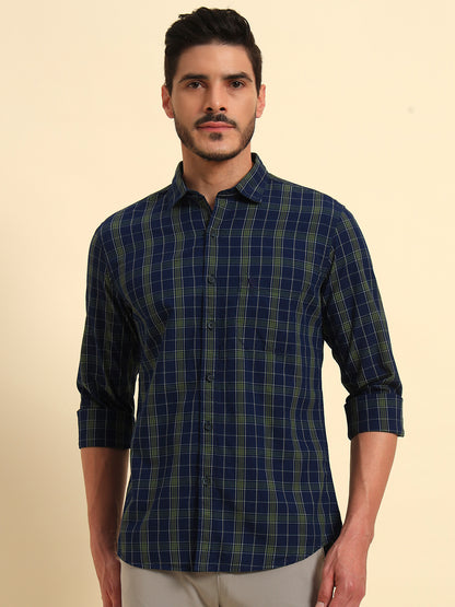 Casual Shirt for Men | Breathable & Soft with Color Fastness Regular Fit Spread Collar Neck Cotton Fabric Checkered Pattern