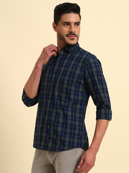 Casual Shirt for Men | Breathable & Soft with Color Fastness Regular Fit Spread Collar Neck Cotton Fabric Checkered Pattern