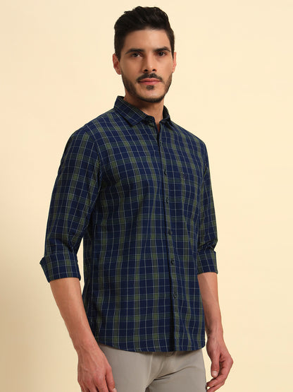 Casual Shirt for Men | Breathable & Soft with Color Fastness Regular Fit Spread Collar Neck Cotton Fabric Checkered Pattern