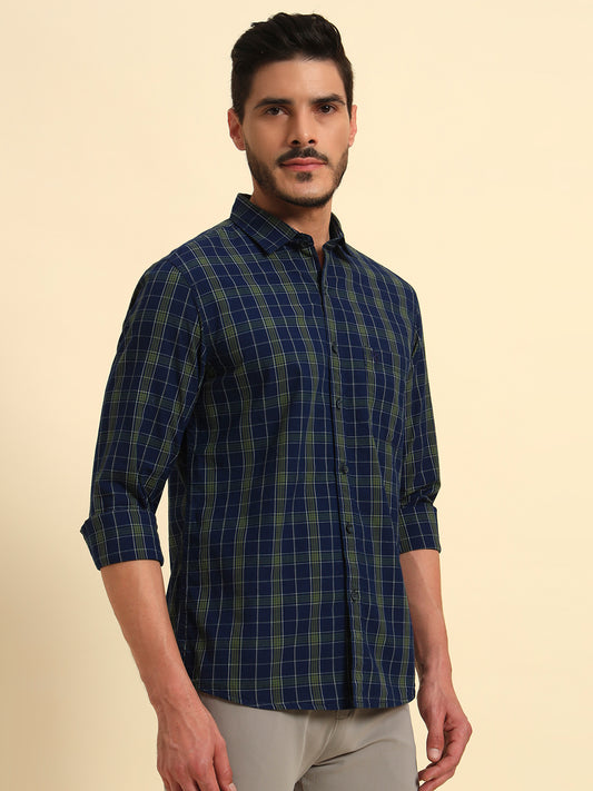 Casual Shirt for Men | Breathable & Soft with Color Fastness Regular Fit Spread Collar Neck Cotton Fabric Checkered Pattern