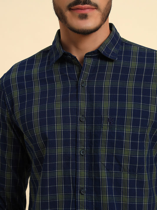 Casual Shirt for Men | Breathable & Soft with Color Fastness Regular Fit Spread Collar Neck Cotton Fabric Checkered Pattern