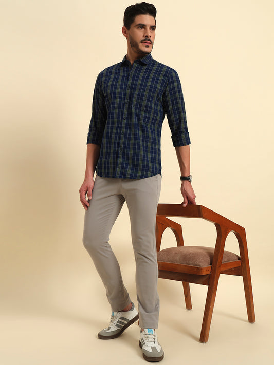 Casual Shirt for Men | Breathable & Soft with Color Fastness Regular Fit Spread Collar Neck Cotton Fabric Checkered Pattern