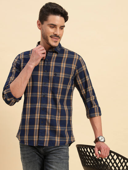 Casual Shirt for Men | Breathable & Soft with Color Fastness Regular Fit Spread Collar Neck Cotton Fabric Checkered Pattern