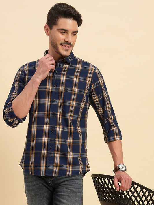 Casual Shirt for Men | Breathable & Soft with Color Fastness Regular Fit Spread Collar Neck Cotton Fabric Checkered Pattern