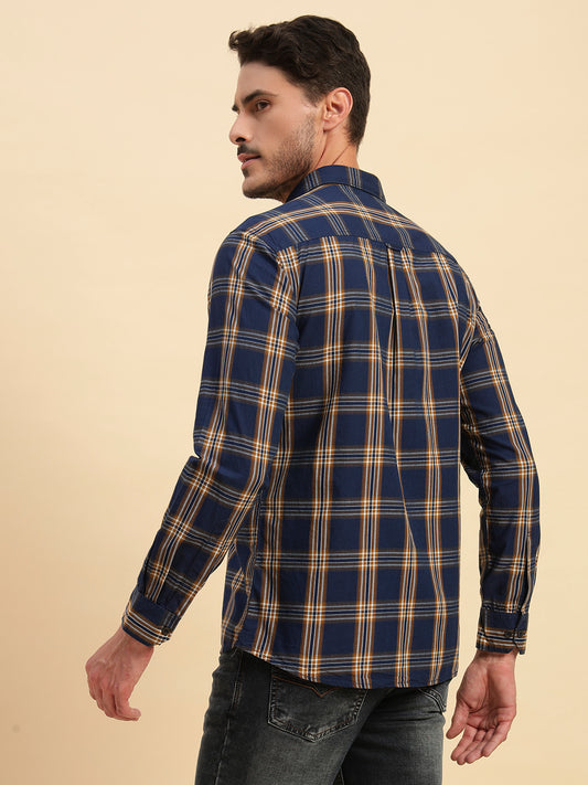 Casual Shirt for Men | Breathable & Soft with Color Fastness Regular Fit Spread Collar Neck Cotton Fabric Checkered Pattern