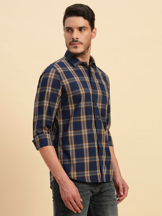 Casual Shirt for Men | Breathable & Soft with Color Fastness Regular Fit Spread Collar Neck Cotton Fabric Checkered Pattern