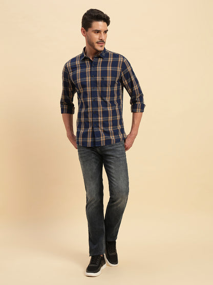 Casual Shirt for Men | Breathable & Soft with Color Fastness Regular Fit Spread Collar Neck Cotton Fabric Checkered Pattern