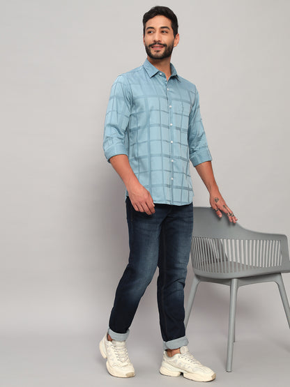 Casual Shirt for Men | Breathable & Soft with Color Fastness Regular Fit Spread Collar Neck Cotton Fabric Checkered Pattern
