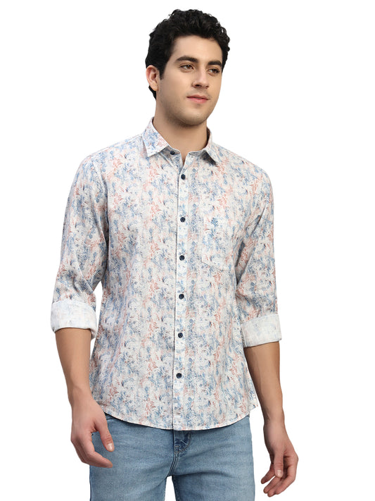 Casual Shirt for Men | Breathable & Soft with Color Fastness Regular Fit Spread Collar Neck Cotton Fabric Printed Pattern