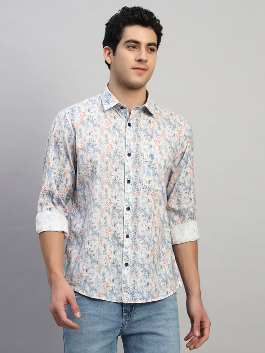 Casual Shirt for Men | Breathable & Soft with Color Fastness Regular Fit Spread Collar Neck Cotton Fabric Printed Pattern