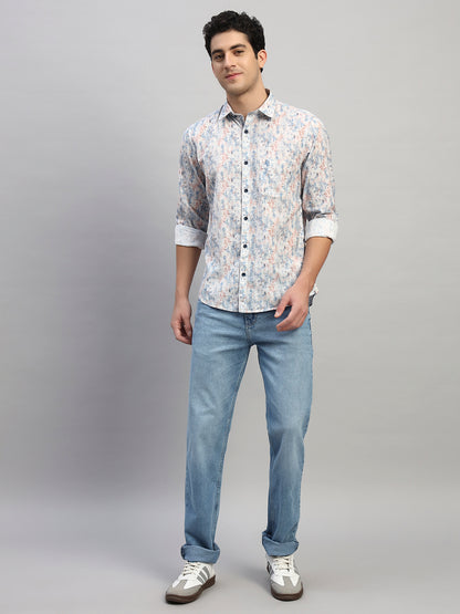 Casual Shirt for Men | Breathable & Soft with Color Fastness Regular Fit Spread Collar Neck Cotton Fabric Printed Pattern